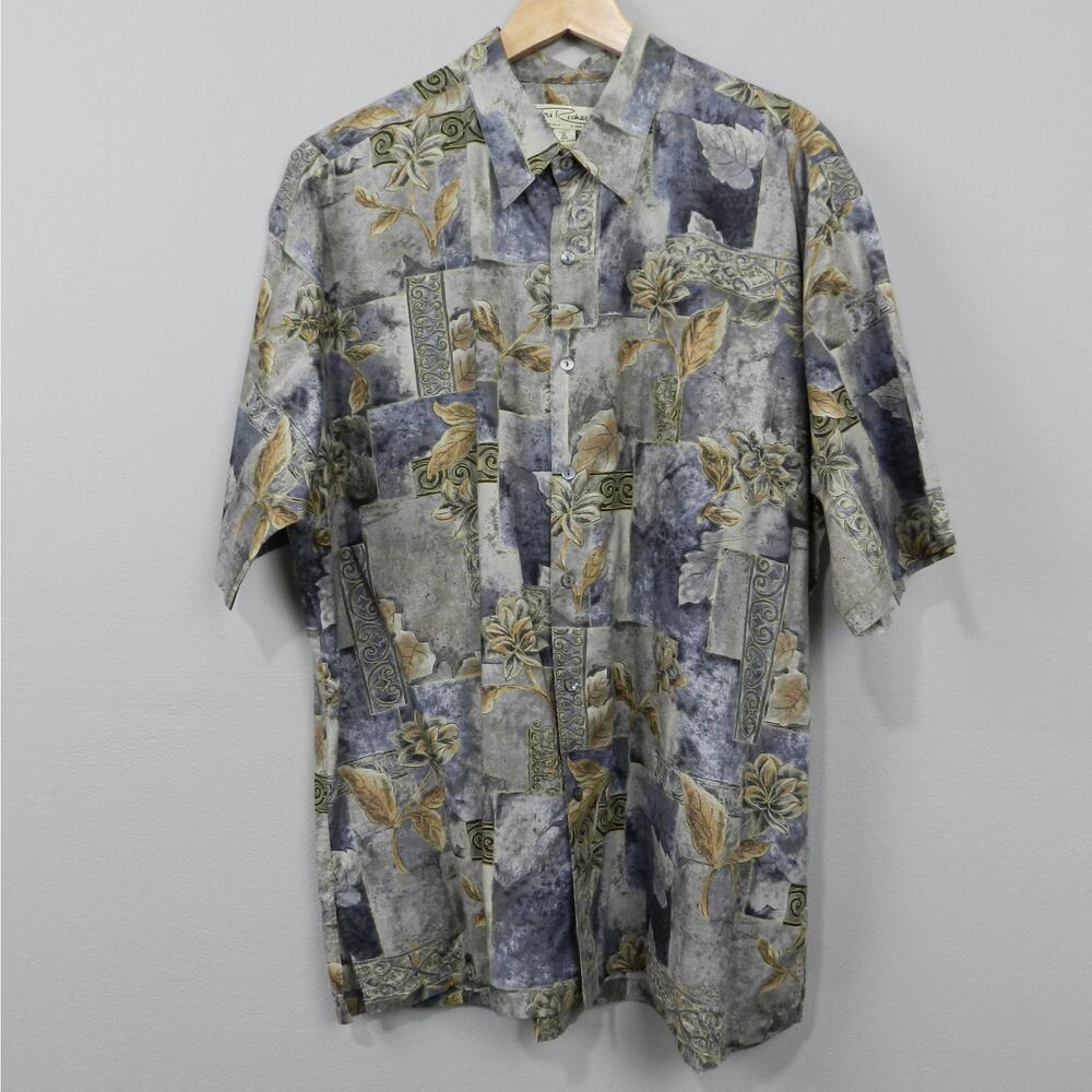 Vintage 90s Tori Richard Hawaiian Shirt Size XL Tropical Floral Art Cotton Lawn